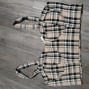New! Sexy cute crop plaid top with zip back size large